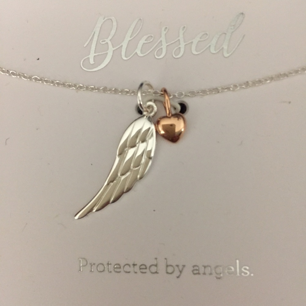 Sterling Silver Angel Wing Two Tone Necklace - Picture 2 of 3